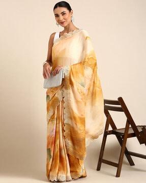 printed banarasi silk saree
