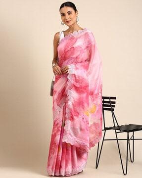 printed banarasi silk saree