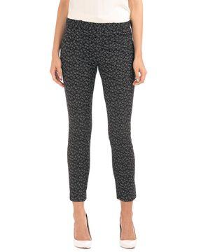 printed bi-stretch skinny ankle-length pants