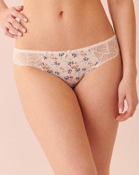 printed bikini briefs with bow trim