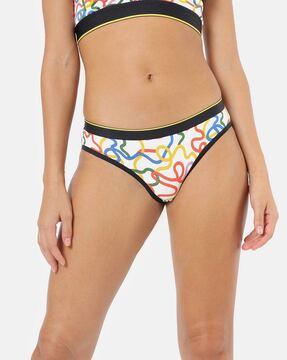 printed bikini briefs with elasticated waist