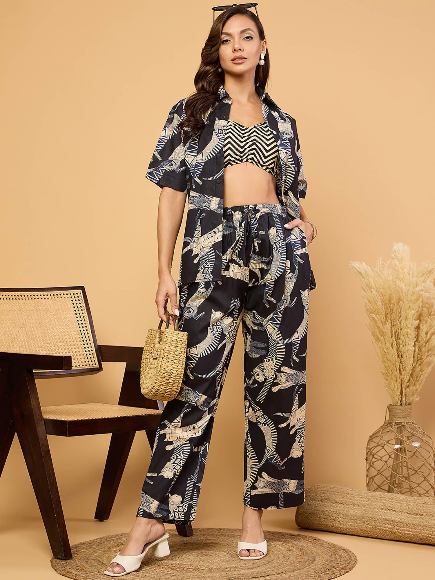 printed black cotton co-ord (set of 2)