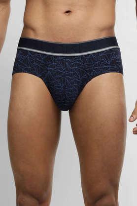 printed blended fabric elasticated men's briefs - navy
