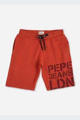 printed blended fabric oversized fit boys shorts - burnt orange