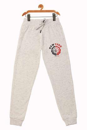 printed blended fabric regular fit boys track pants - acorn