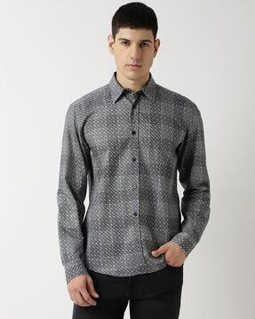 printed blended regular fit shirt