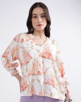 printed blouson top