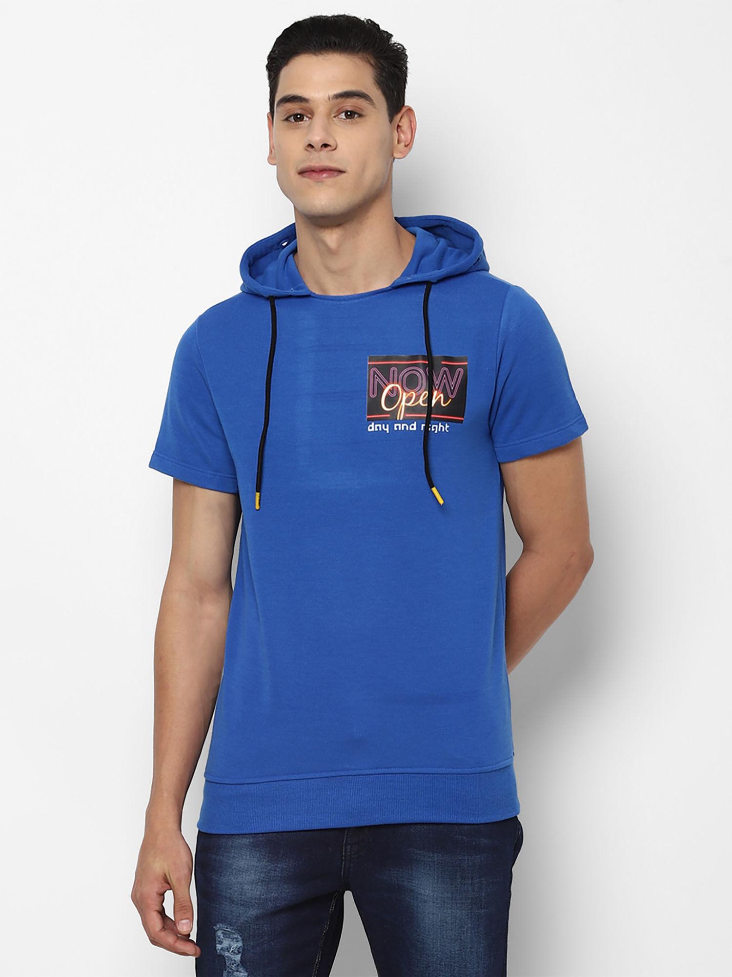 printed blue graphic hoodie