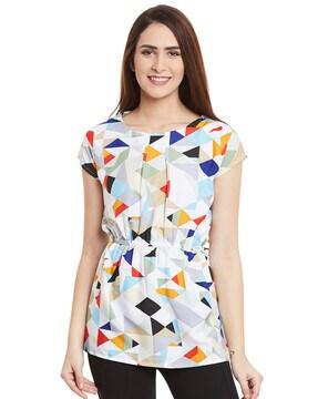 printed boat-neck tunic