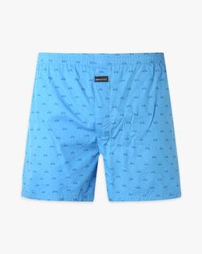 printed boxers with buttoned patch pocket