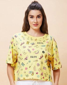 printed boxy fit round-neck t-shirt