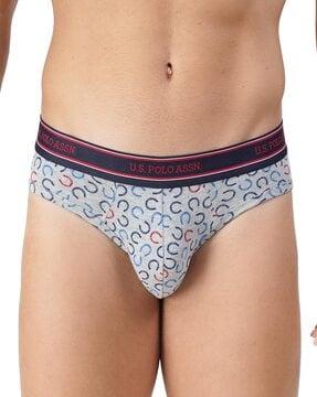 printed brand elasticated waist briefs