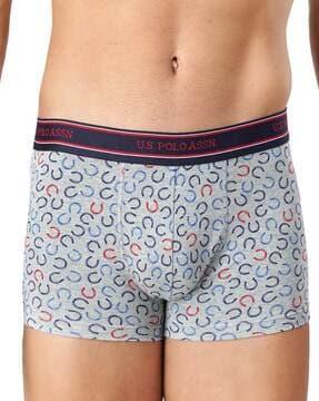 printed brand elasticated waist trunks