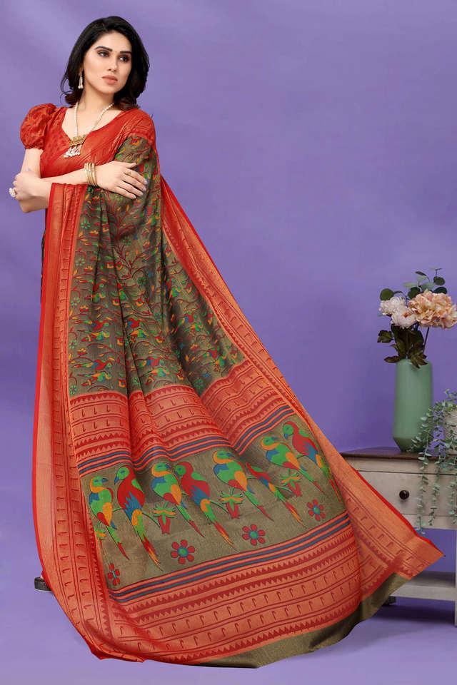 printed brasso party wear womens saree