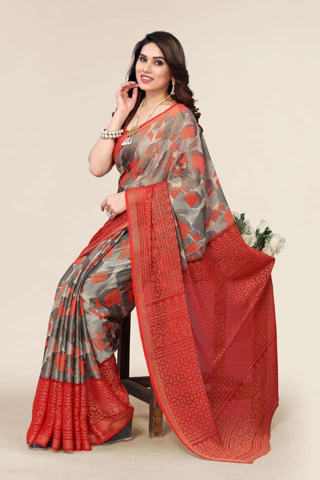 printed brasso party wear womens saree