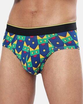 printed briefs with elasticated waist