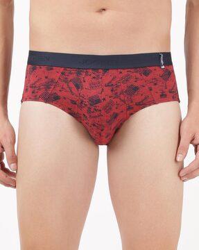 printed briefs with elasticated waistband