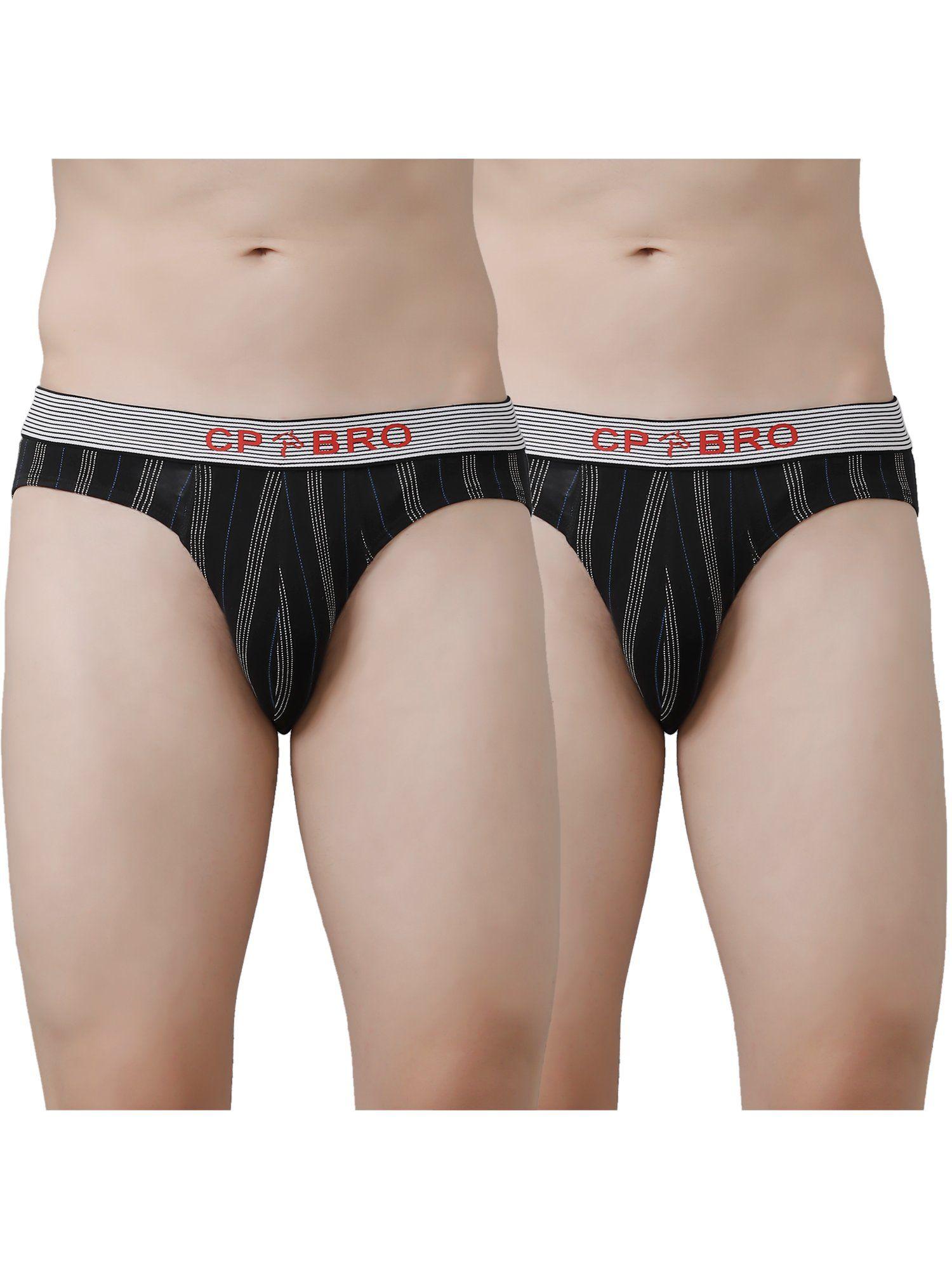printed briefs with exposed waistband value - black stripe (pack of 2)