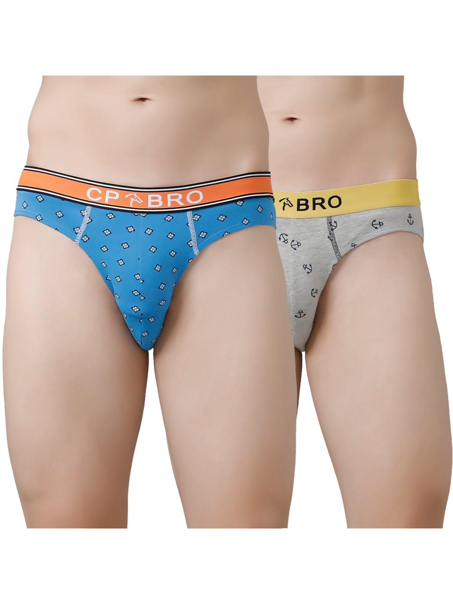 printed briefs with exposed waistband value - blue & grey anchor (pack of 2)