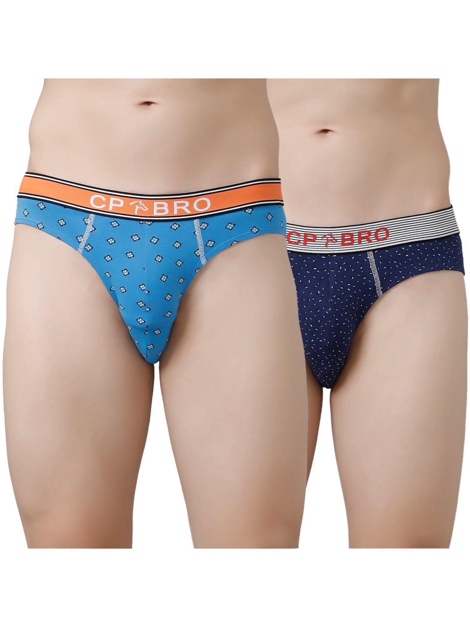 printed briefs with exposed waistband value - blue & navy dot (pack of 2)