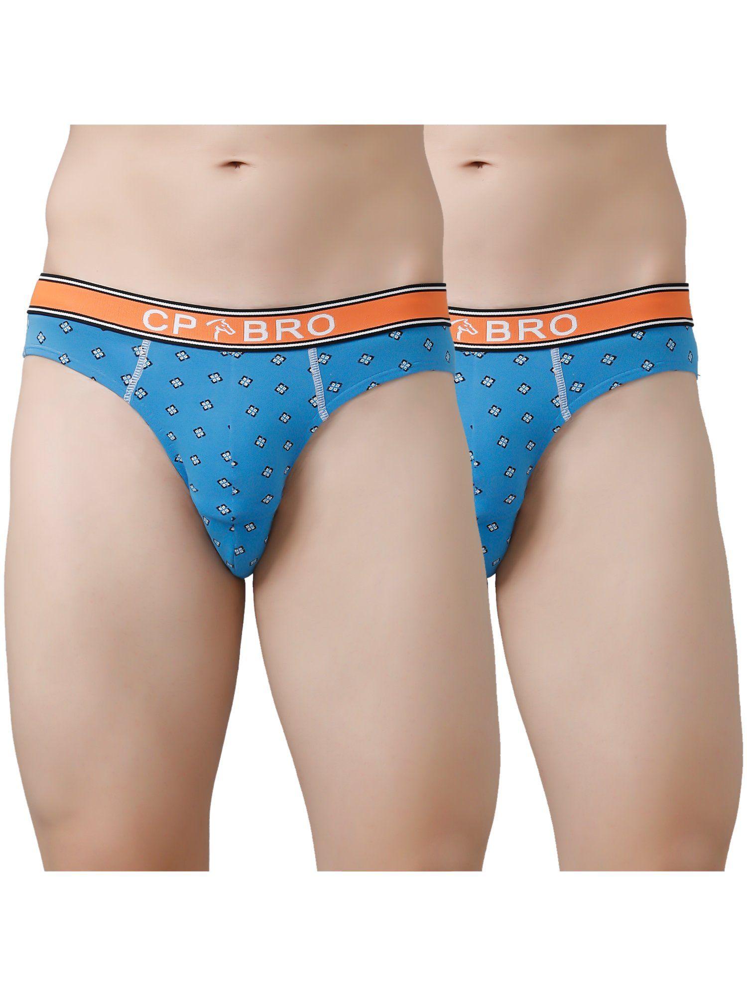 printed briefs with exposed waistband value - blue (pack of 2)