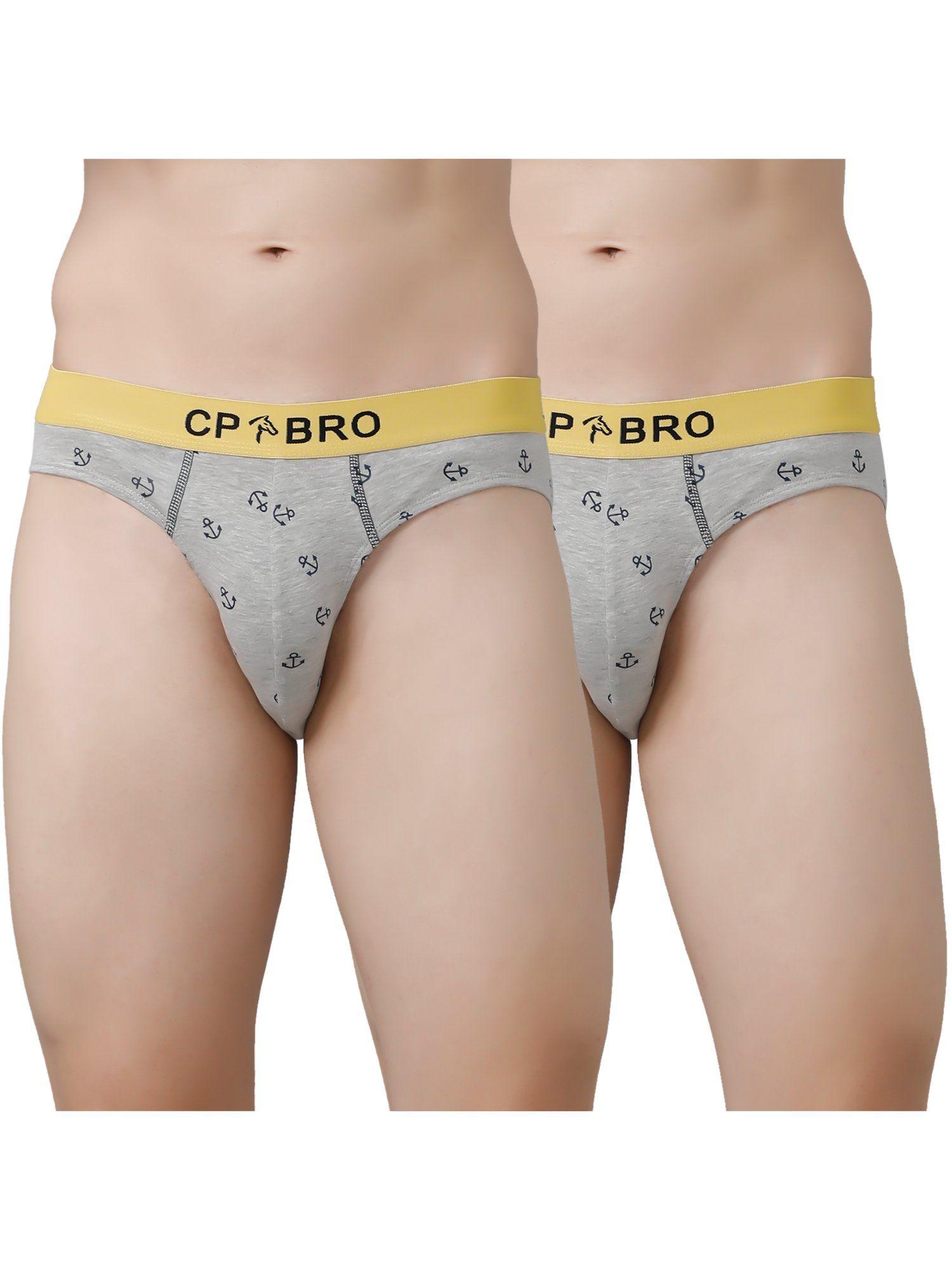 printed briefs with exposed waistband value - grey anchor (pack of 2)