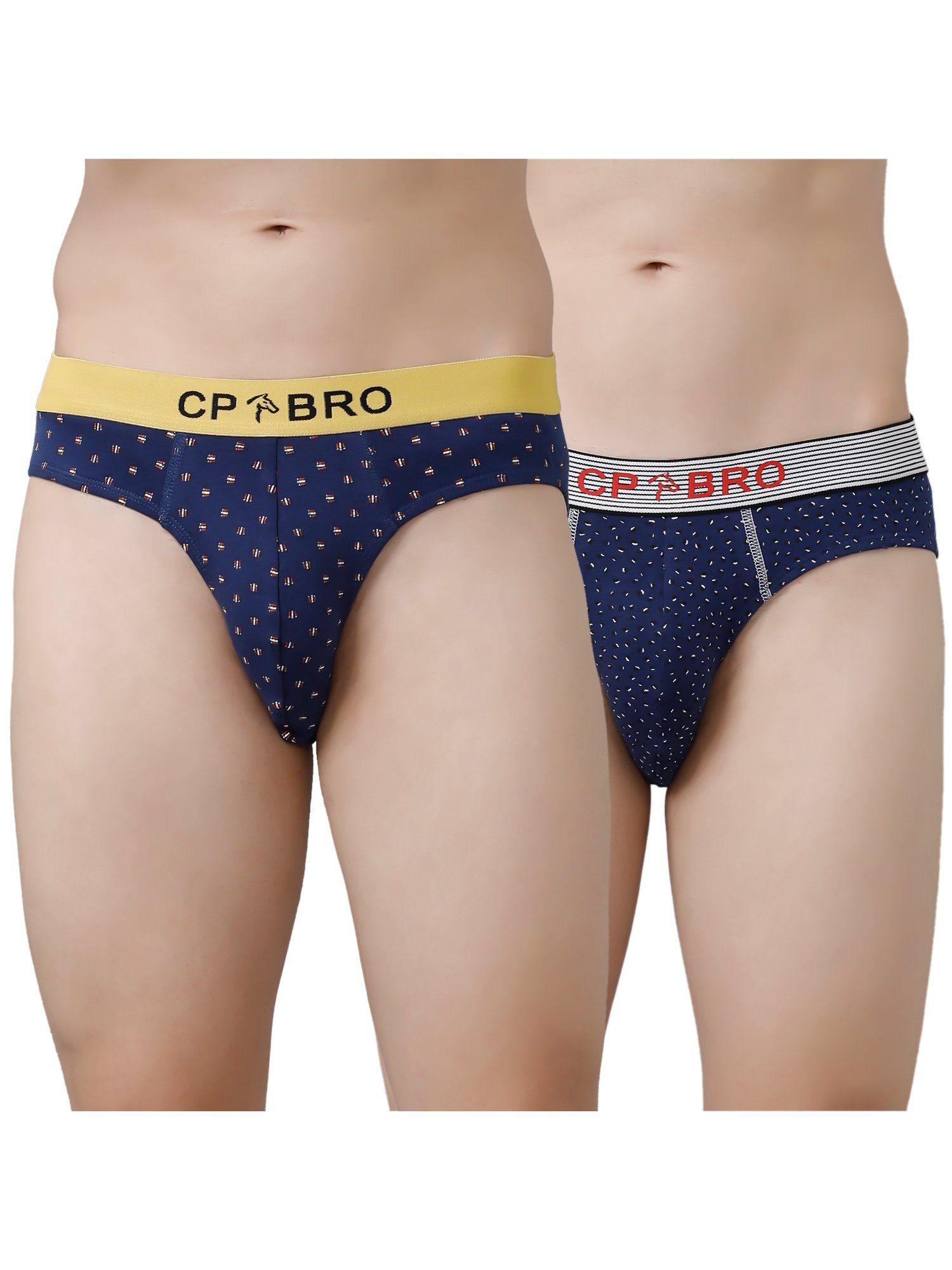 printed briefs with exposed waistband value - navy & navy dot (pack of 2)