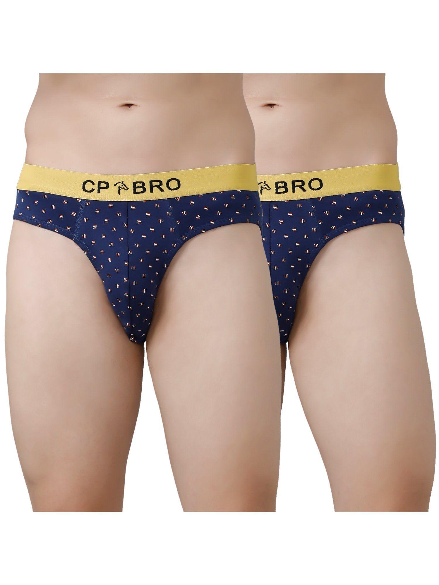 printed briefs with exposed waistband value - navy (pack of 2)