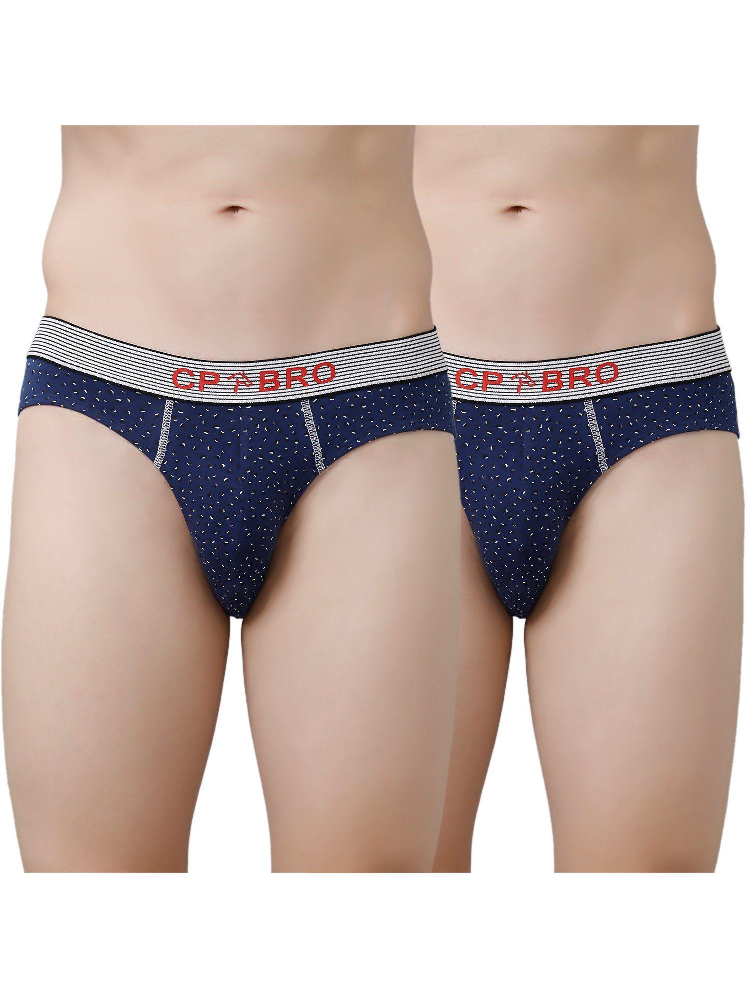 printed briefs with exposed waistband value - navy dot (pack of 2)