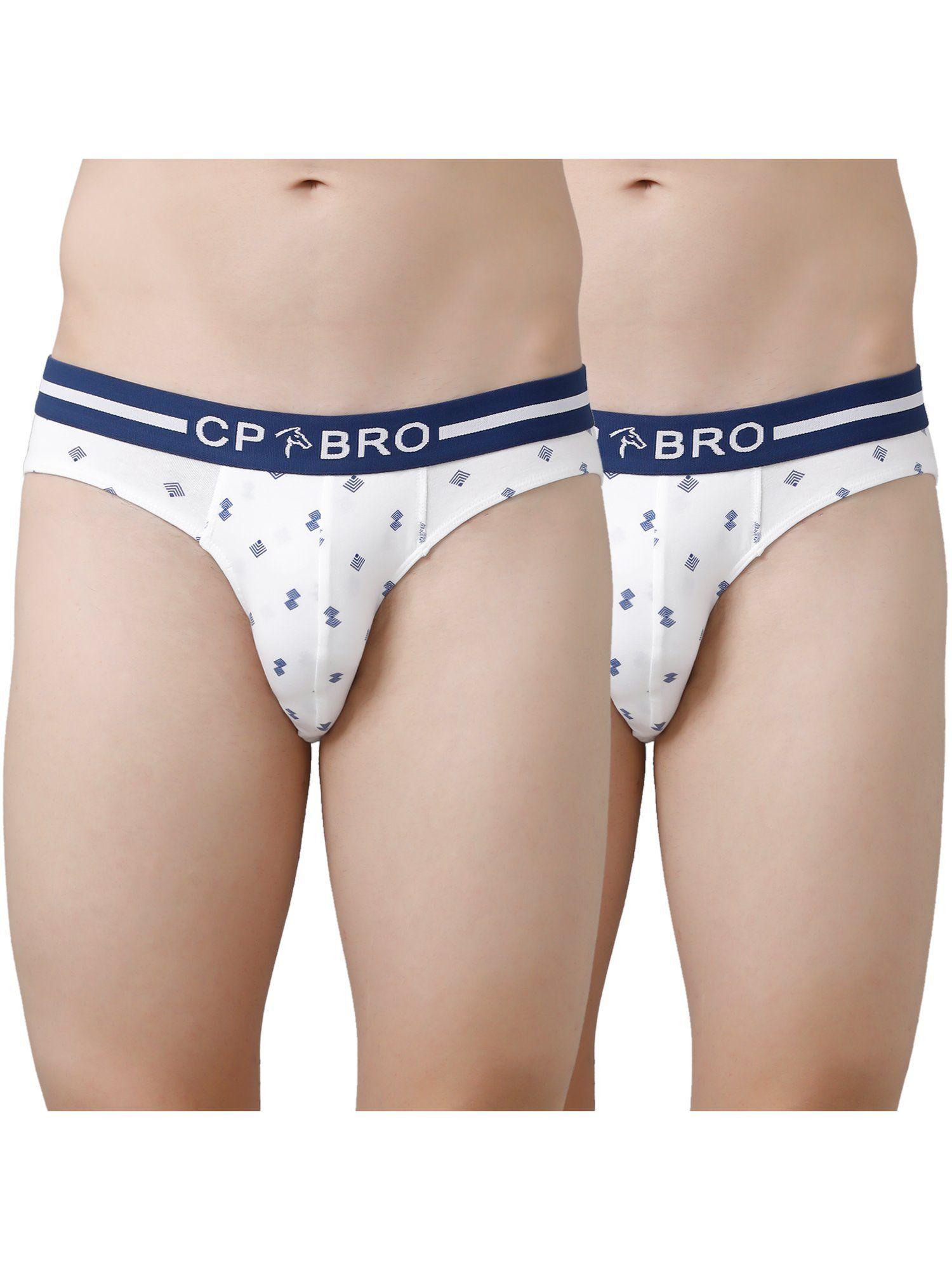 printed briefs with exposed waistband value - white (pack of 2)