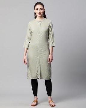 printed button-down straight kurta