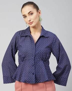 printed button-down top