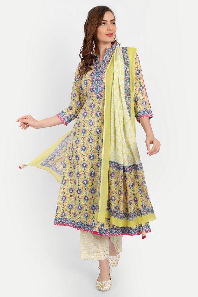 printed calf length cotton knitted womens kurta set