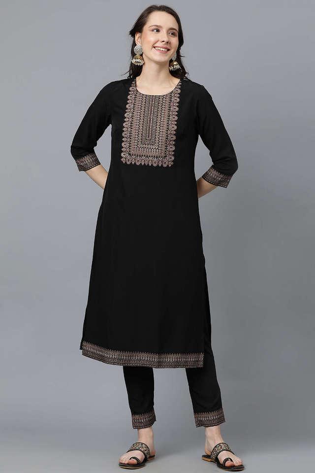 printed calf length crepe woven womens kurta and pant set