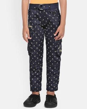 printed cargo pant with belt