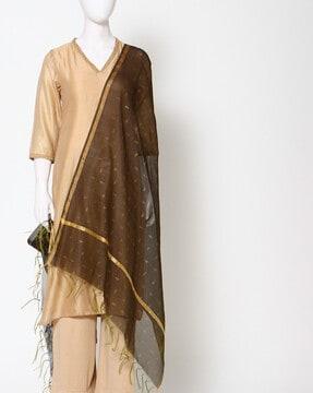 printed chanderi dupatta with fringes