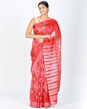 printed chanderi silk shibori saree