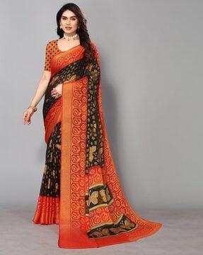 printed chiffon saree