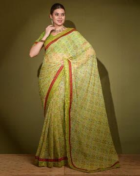 printed chiffon saree