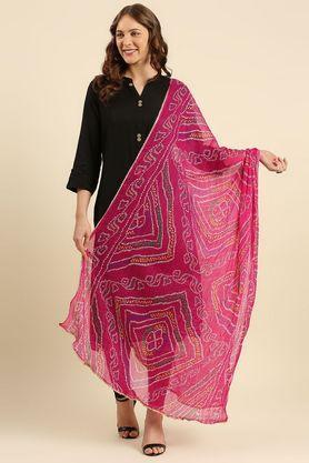 printed chiffon womens festive wear dupatta - fuchsia