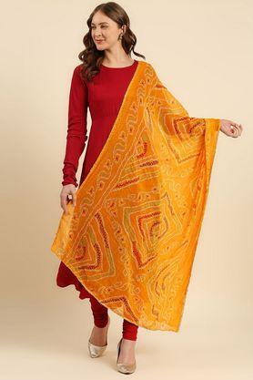 printed chiffon womens festive wear dupatta - yellow