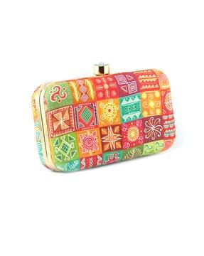 printed clutch with chain strap