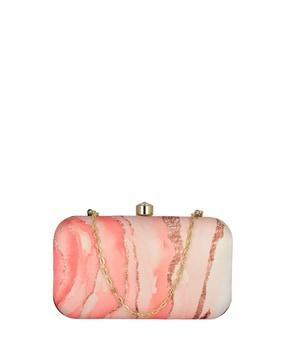 printed clutch with chain strap