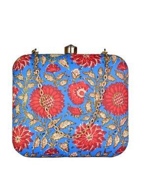 printed clutch with chain strap