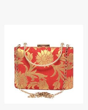 printed clutch with chain strap