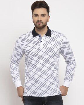 printed collar-neck polo t-shirt