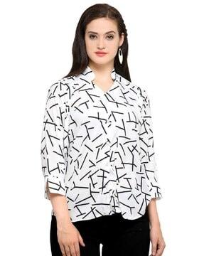 printed collar-neck shirt