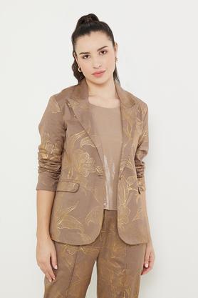 printed collared flex women's casual wear blazer - mouse