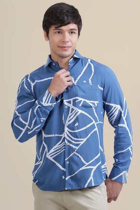 printed collared rayon men's casual wear shirt - multi