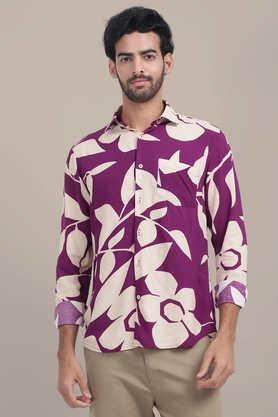 printed collared rayon men's casual wear shirt - multi